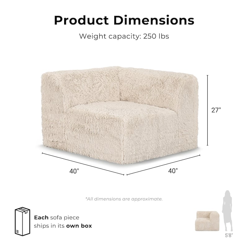 Furniture of America Ylena Modern 2-Piece Faux Fur Foam Modular Compressed Loveseat