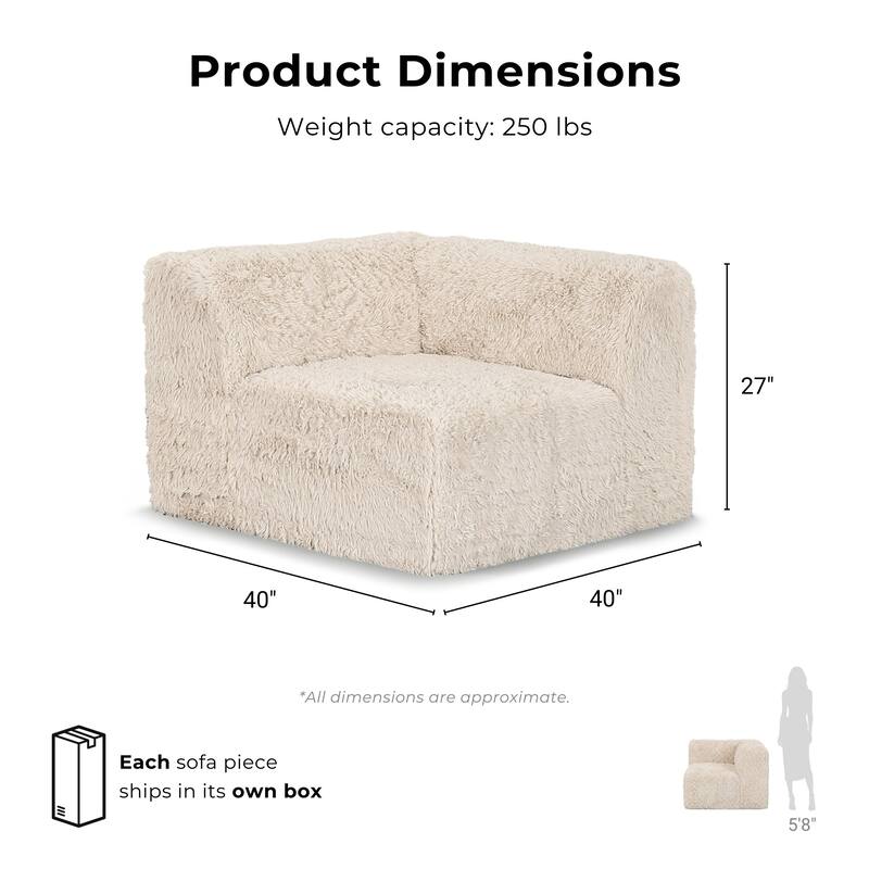 Furniture of America Ylena Modern Faux Fur Foam Modular Compressed Sofa Chair
