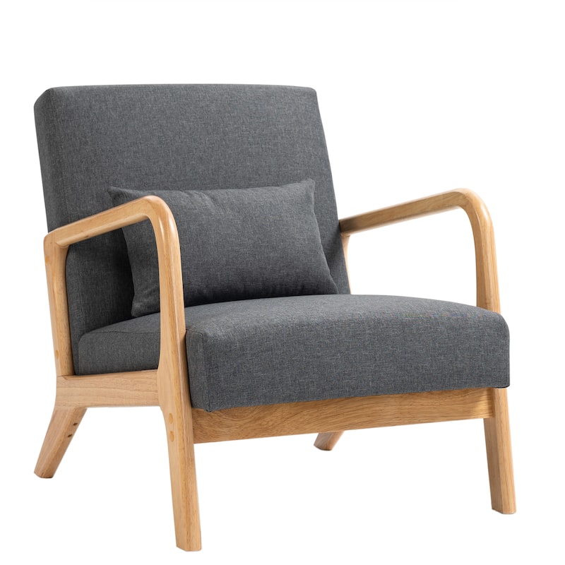 Briston 2 Set Mid Century Modern Wood Accent Chairs with pillow
