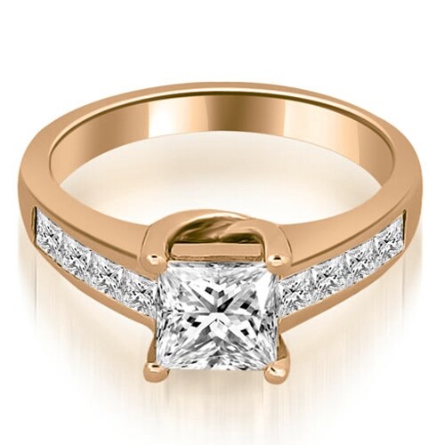 1.00 cttw. 14K Rose Gold Channel Princess Cut Diamond Engagement Ring,HI,SI1-2