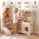 preview thumbnail 7 of 10, Costway Kids Play Kitchen, Wooden Pretend Kitchen Playset with Rattan - See Details