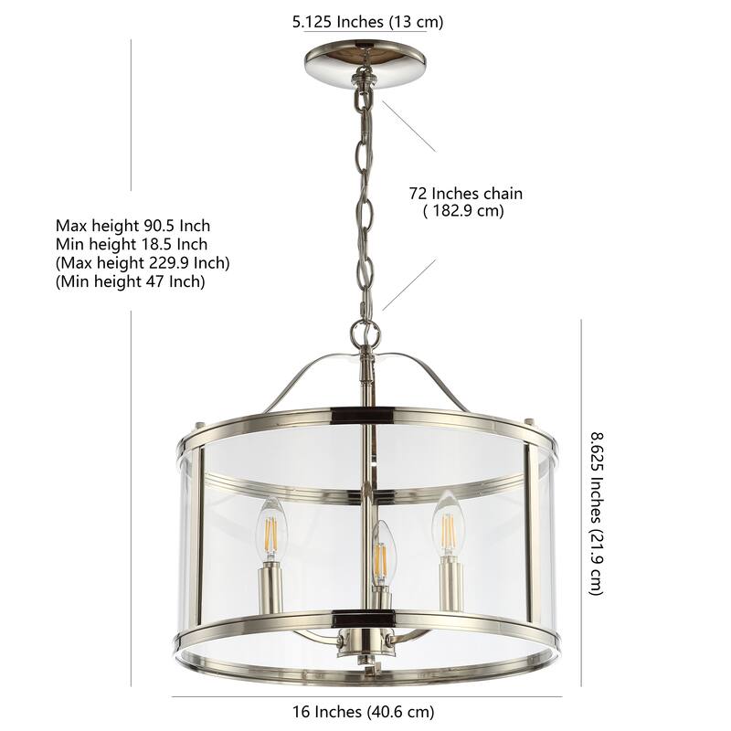 SAFAVIEH Lighting Jude Adjustable 3-light LED Nickle Pendant - 16"x16"x18.5-90.5"
