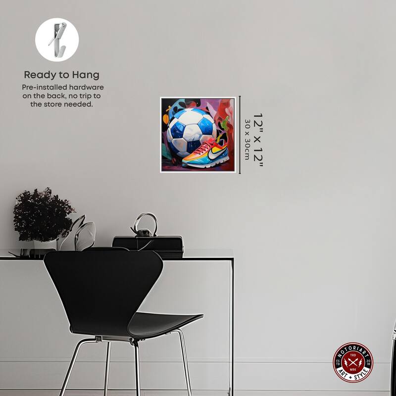 Notoriart Colorful Soccer Sneaker Splash Framed Soccer 1 Piece Canvas Wall Art