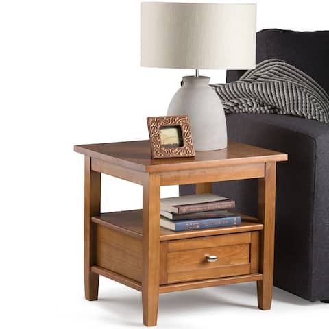 WYNDENHALL Norfolk Solid Wood Rectangle Transitional End Side Table - 20 inch Wide