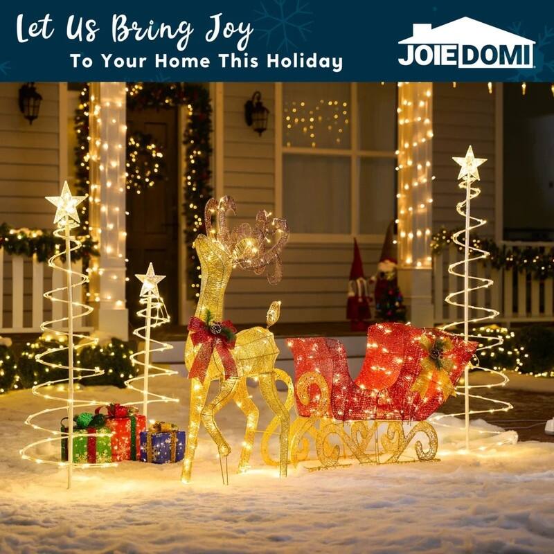 Lighted Reindeer and Sleigh Christmas Decoration