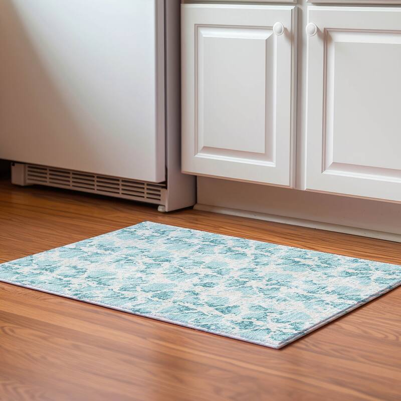Premium Washable Super Soft Abstract Fusion Mayfield Rug - Teal - 1'8" x 2'6"