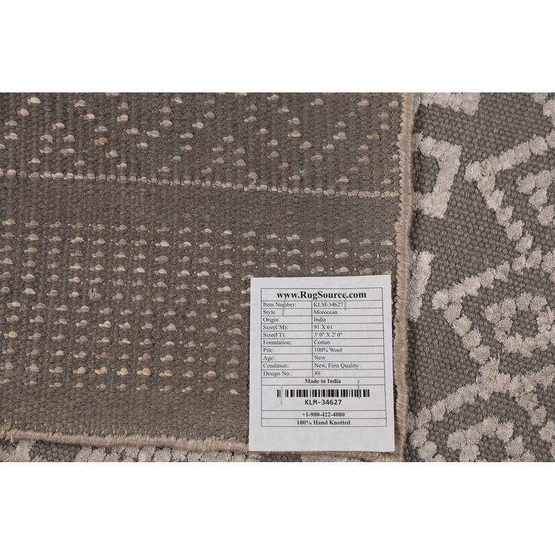 Geometric Moroccan Indian Accent Rug Handmade Foyer Wool Carpet - 2'0"x 3'0"