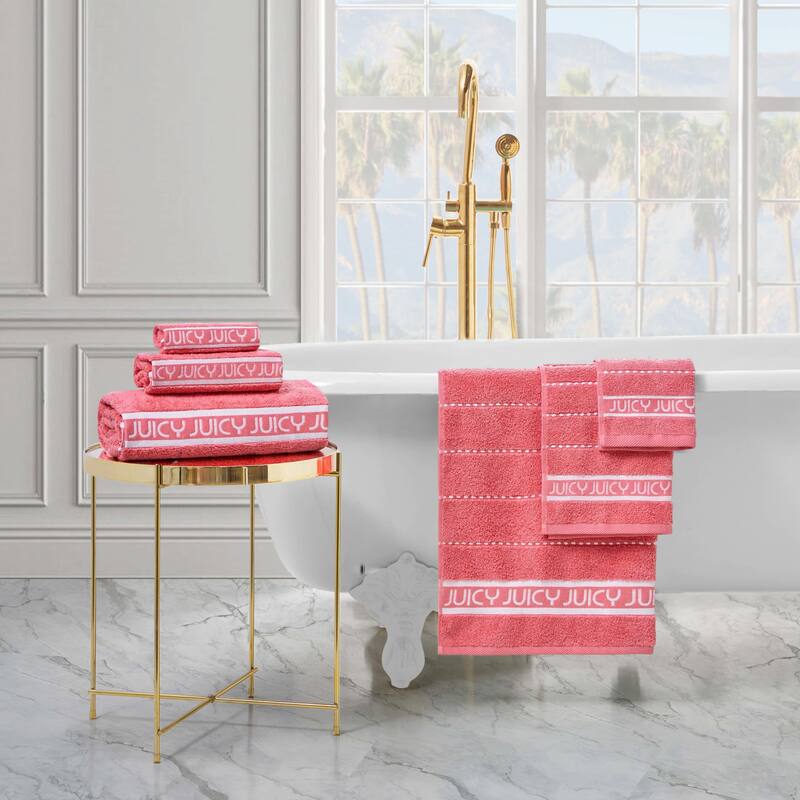 Juicy Couture Cotton Stripe 6 Piece Bath Towel Set 2 Bath towels 2 Hand towels 2 Washcloths - 28"x54"/16"x26"/12"x12"