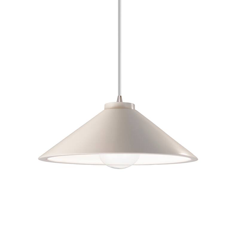 Justice Design Group Flare 1-Light Pendant - White Cord/Matte White/Brushed Nickel