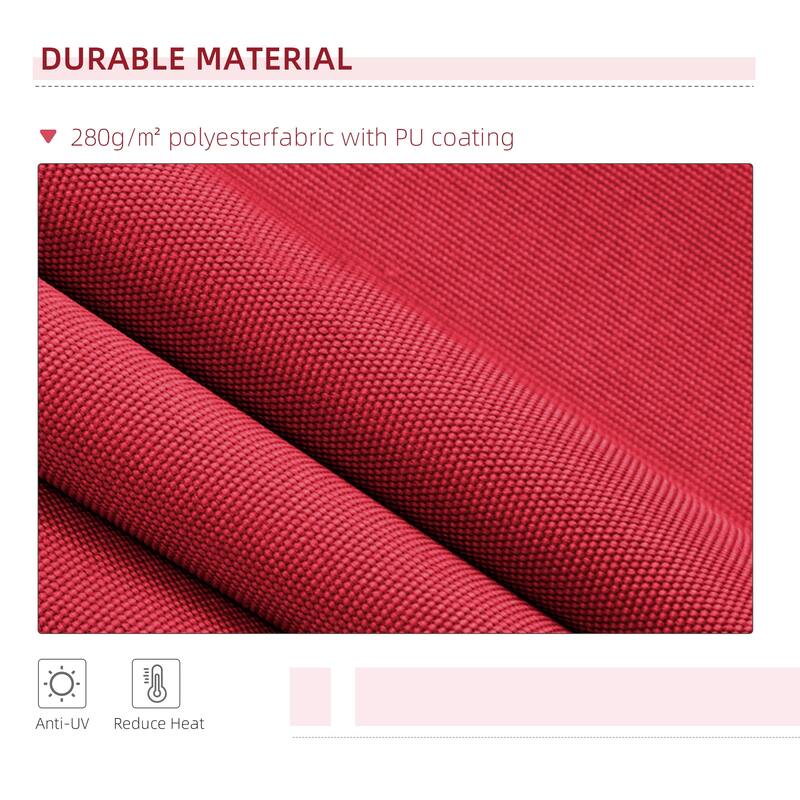 Outsunny 13' x 8' Manual Retractable Sun Shade Patio Awning with Durable Design & Adjustable Length Canopy, Wine Red