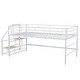 preview thumbnail 11 of 15, Mid Loft Bed with Storage stairs, Twin Size, White