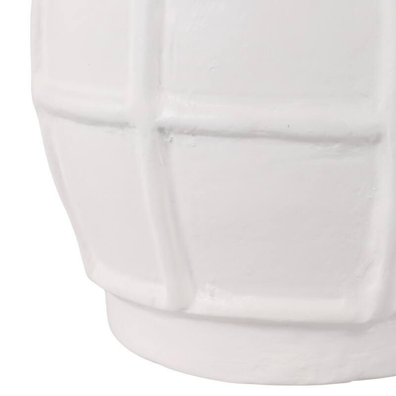 Paper Mache Raised Grid Texture Modern Vase - White, 14"