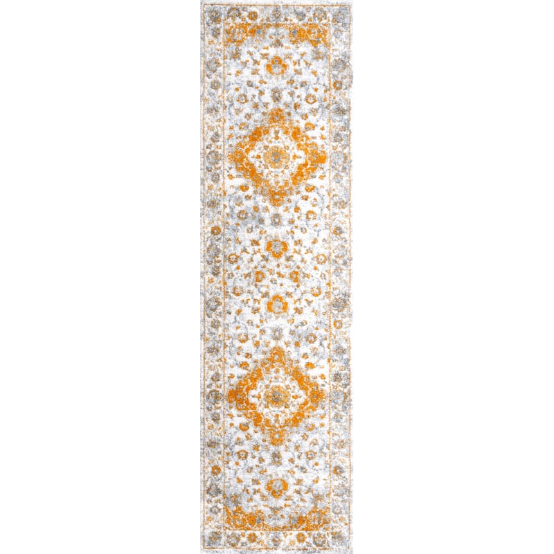 JONATHAN Y Zelda Ornate Medallion Persian Area Rug - 2 X 8 - Orange/Cream