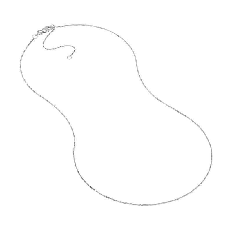 Curata 14k White Gold 0.9mm Extendable Box Chain Necklace (Lobster), 16-18"