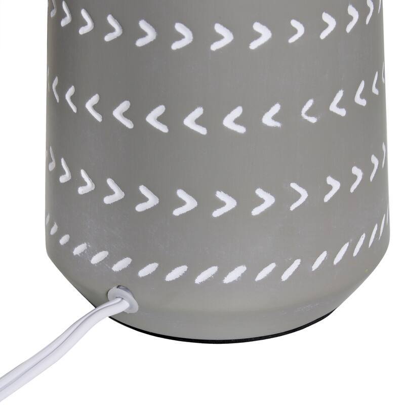 Patterned Ceramic Table Lamp with Fabric Drum Shade Modern Boho Style Multiple Colors - 8.27” x 8.27” x 17.00”