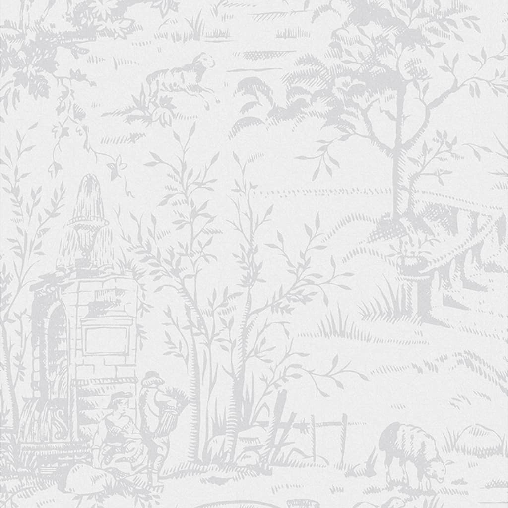 Laura Ashley Toile de Jouy Sugared Grey Wallpaper