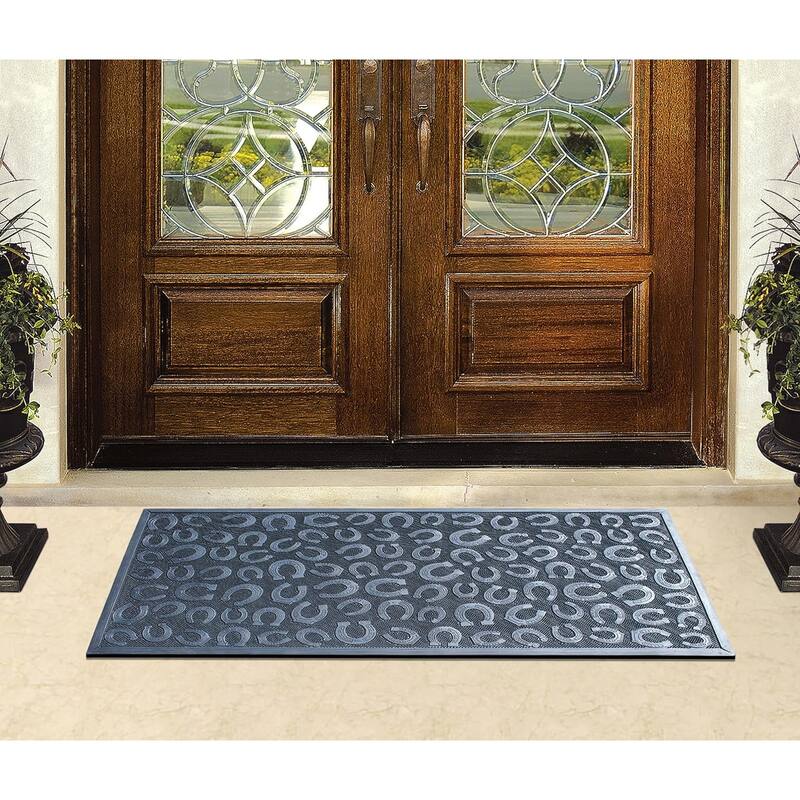 A1HC 100% Rubber Front Door Mat, All Season Large Size, Thin Profile Heavy Duty Doormat for Indoor Outdoor Use