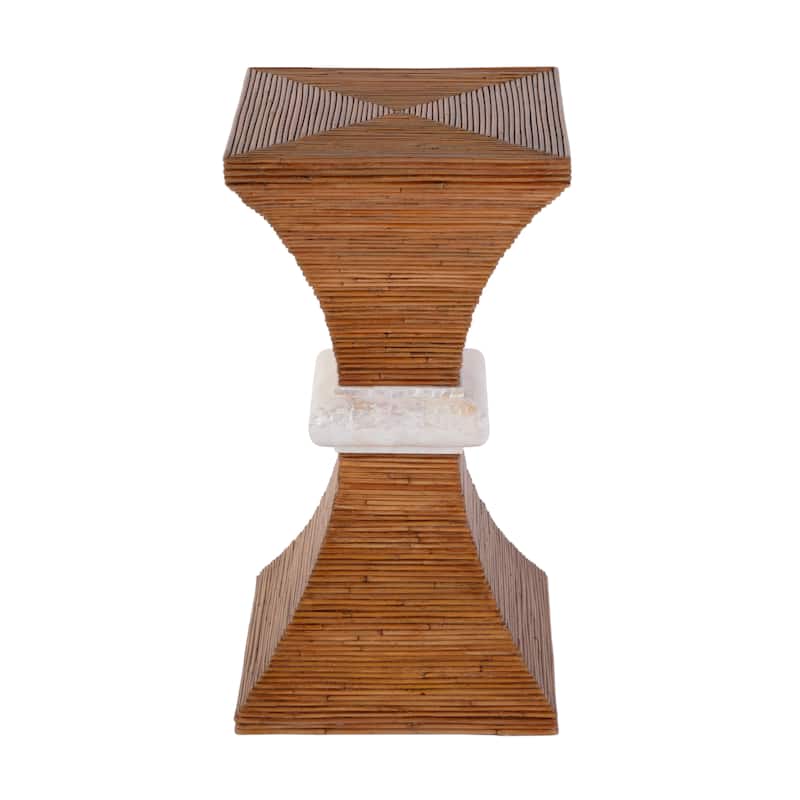 Marikit 13 in. W Square Wood and Arorog Inlay Side Table
