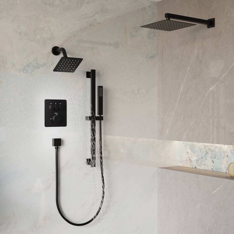 3-Function Dual Shower System With 10in. Square Shower Head With Hand Shower(Valve Included)