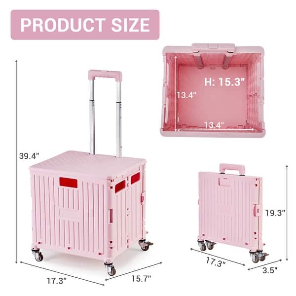 Folding Utility Cart with Lid, Shopping Trolley Collapsible Tool Box ...