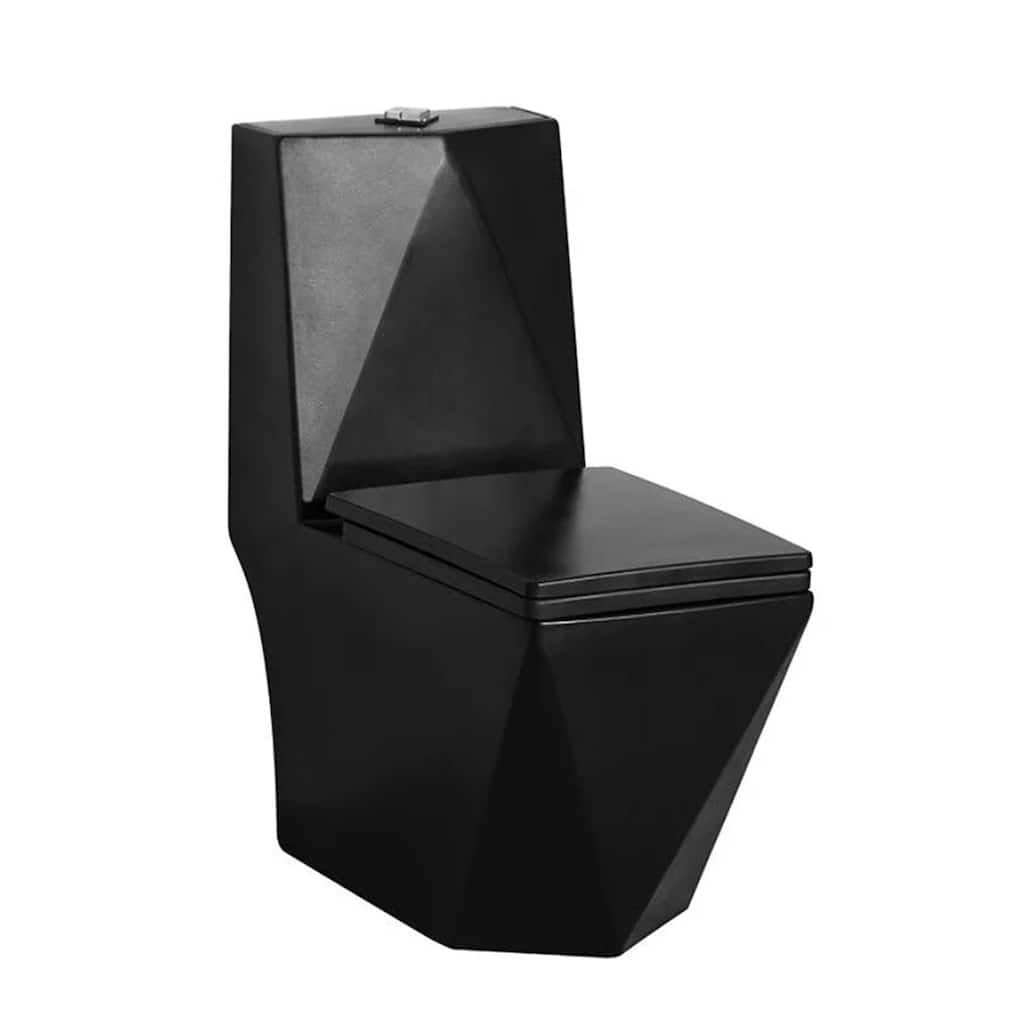 CB HOME Modern Elongated One-Piece Toilet , Dual Flush Siphonic Black Toilet 1.26 GPF(Seat Included) - N/A