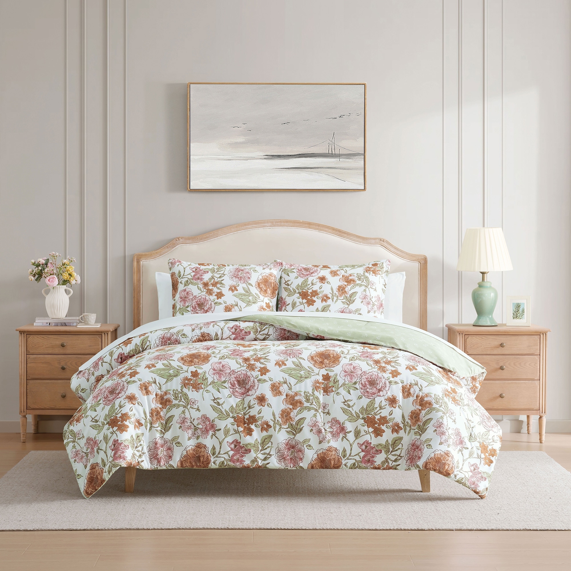 Lanwood Home Ella Reversible 7-Piece Bed-In-A-Bag Comforter Complete Bedding Set