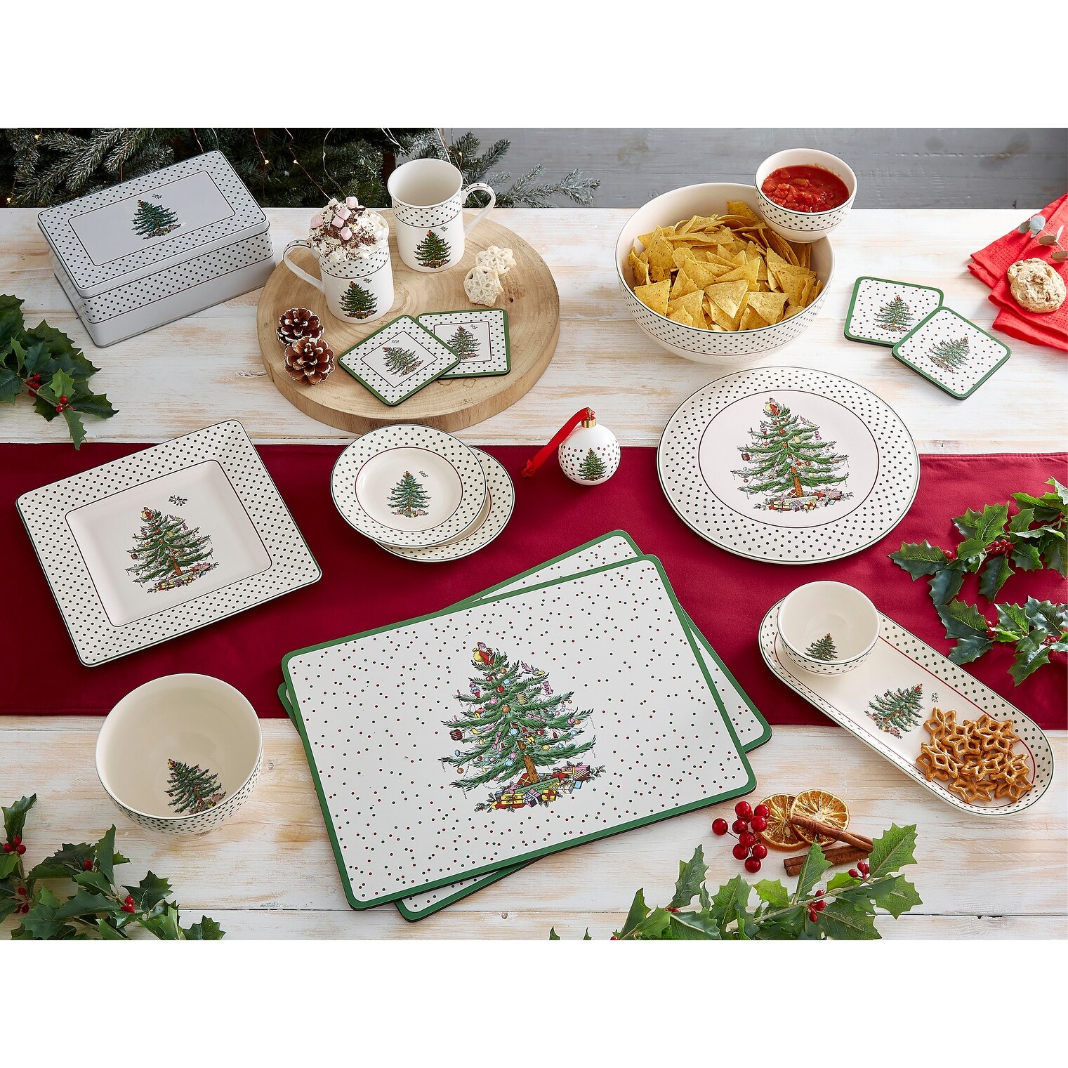 Spode Christmas Tree Polka Dot Tidbit Plates Set of 4 On Sale Bed Bath Beyond 38455998