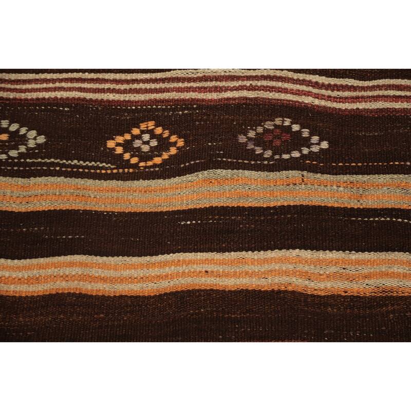 Hand Woven Oriental 100% Wool Carpet Southwestern Tribal Brown Kilim Area Rug - 7' 11'' X 4' 9''