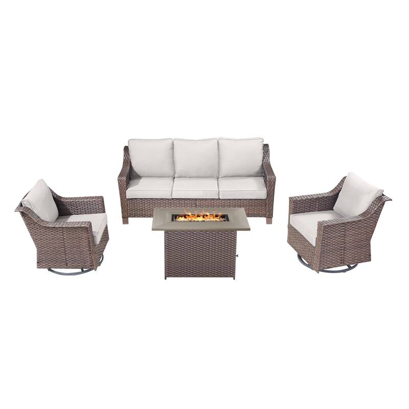 Outdoor Fire Table with Patio Funiture Set