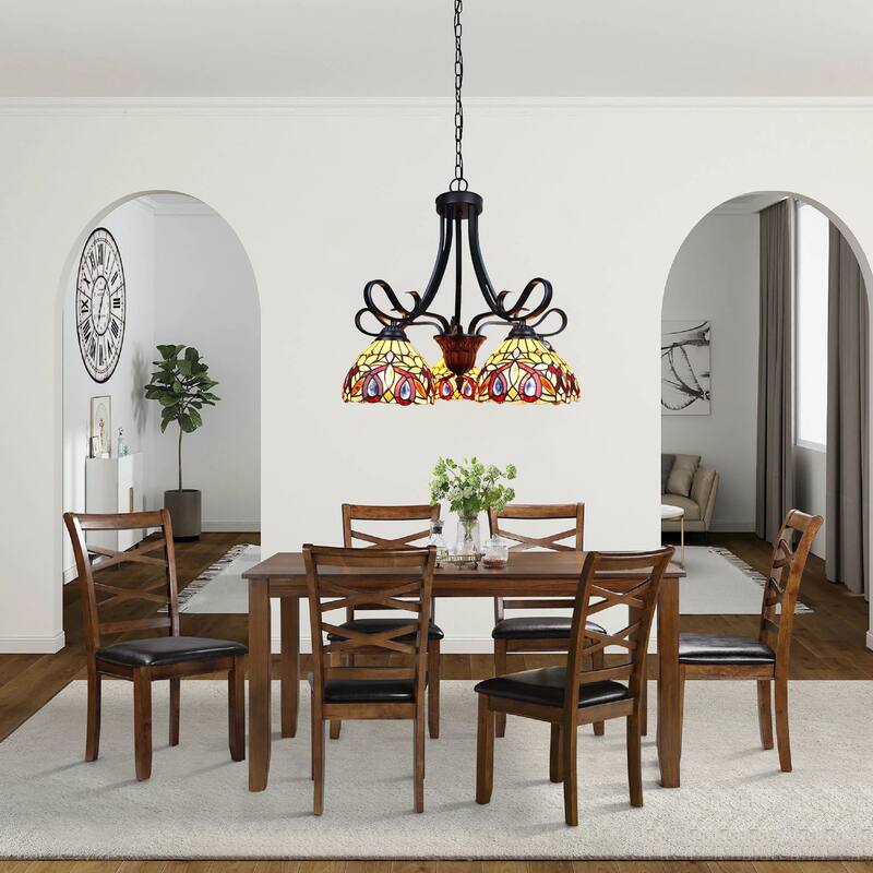 Tiffany-Style Victorian Design 5-light Dark Bronze Chandelier