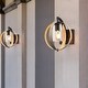 preview thumbnail 11 of 10, 1-Light Distressed Black and Wood Tone Globe Cage Outdoor Wall Lantern Sconce Light with Clear Glass Cylinder - 11.7"H