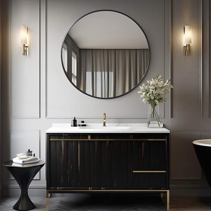 42 Inch Metal Framed Round Bathrrom Mirror 