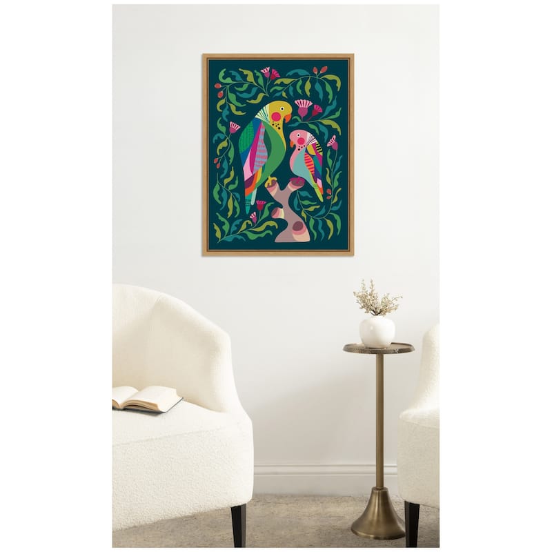 Kate and Laurel Budgies by Rachel Lee Framed Canvas Wall Art Print