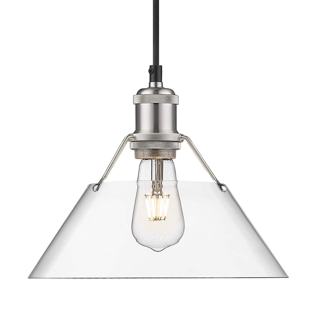 Yep by Golden Lighting Orwell 1-light 10in Pendant in Pewter and Clear Glass - Silver