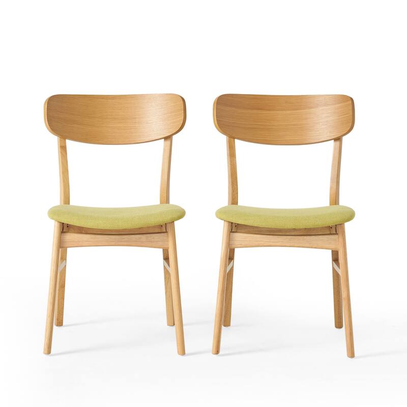 Fabric-upholstered Wood Dining Chairs (Set of 2) by Christopher Knight