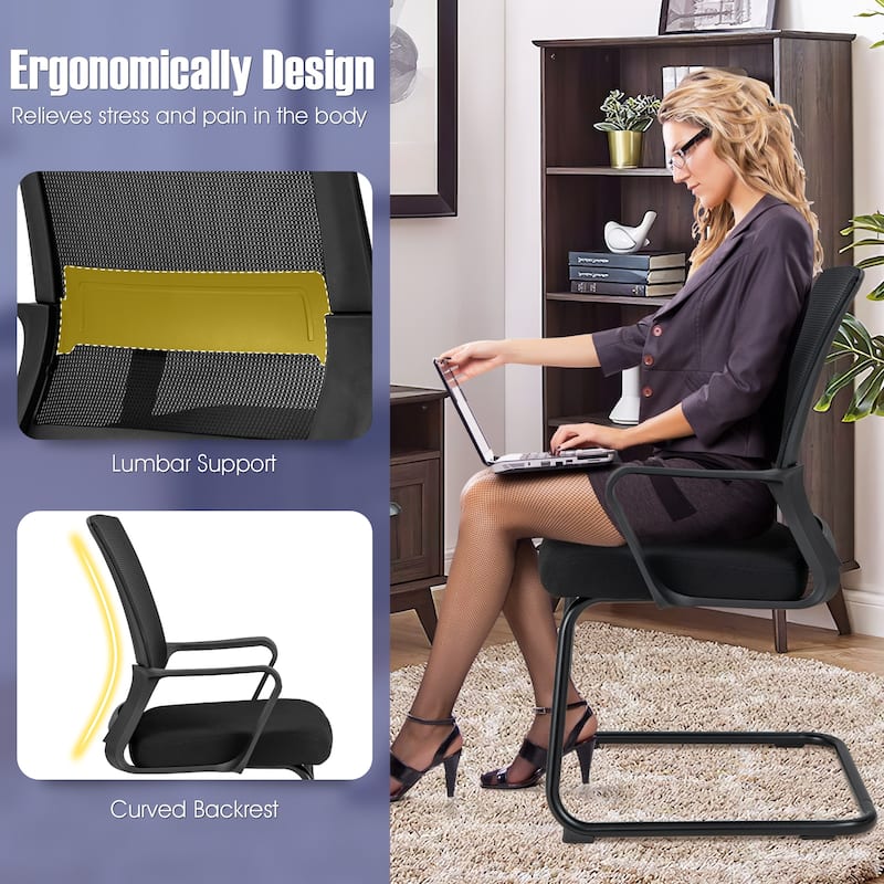 Gymax Office Mesh Chair Set of 8 Upholstered Guest Conference Chair