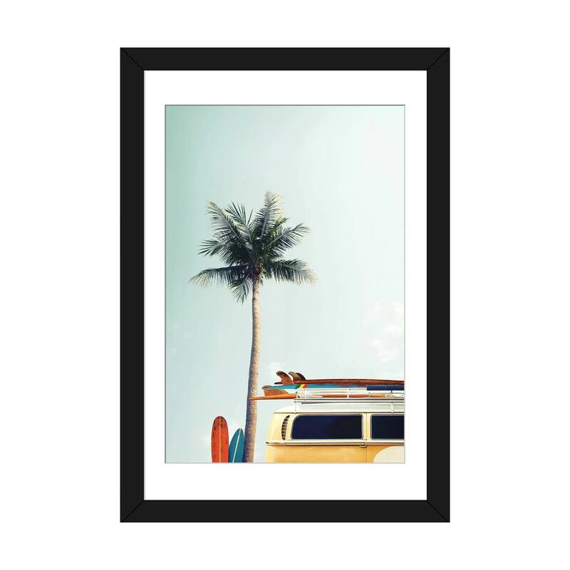 iCanvas "Surf Bus Yellow" by Design Fabrikken - Black - 32x24x1