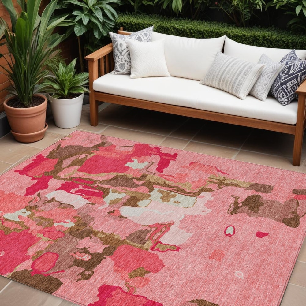 HomeRoots Abstract Transitional Rectangle Outdoor Rug