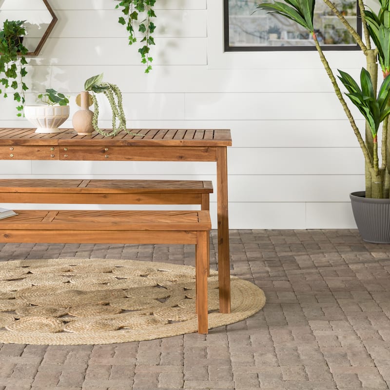 Walker Edison Elephant Point 3-Piece Acacia Outdoor Dining Set