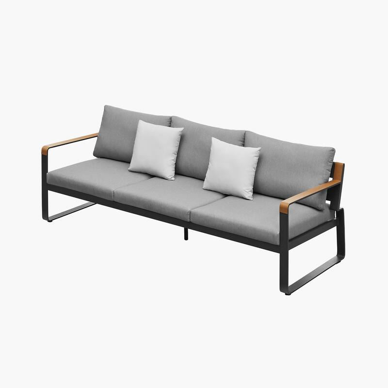 HIGOLD Denea Aluminum Patio Conversation Set, Outdoor Furniture Sofa with Coffee Table