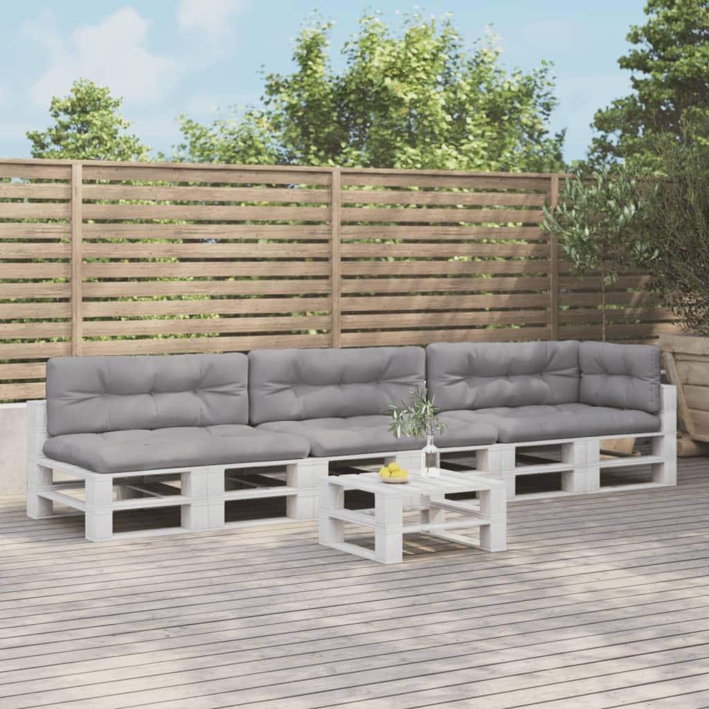 vidaXL Pallet Cushion Set of 7 Grey 100% polyester Large - 31.5 x 47.2 x 4.7 in