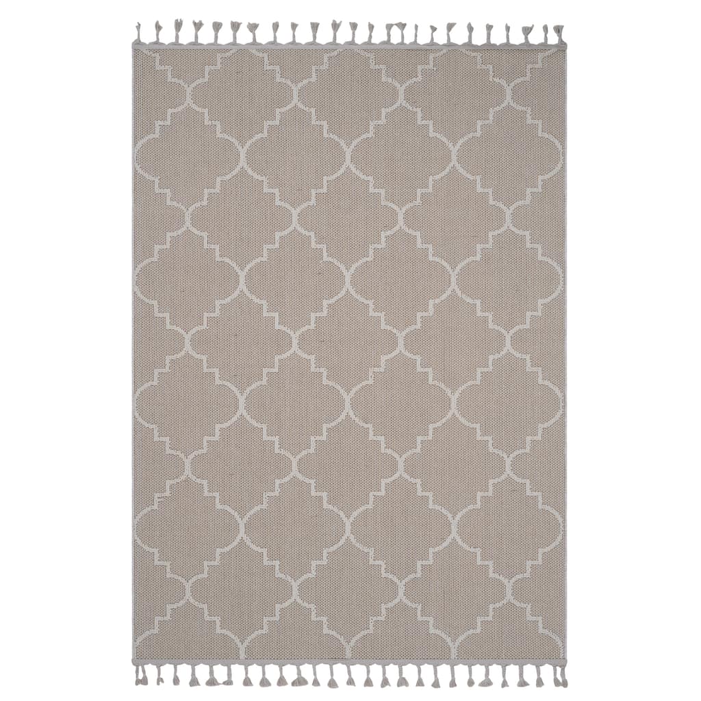Guros Collection Ivory / Trellis Indoor / Outdoor Non-Shedding Area Rug