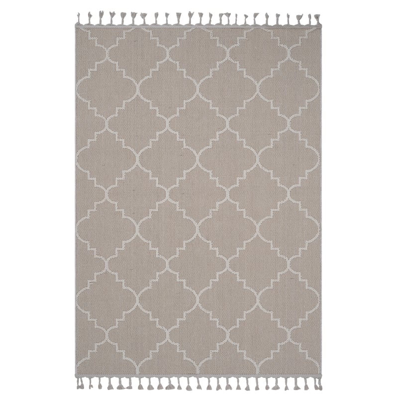 LOOM & LUXE Collection Ivory/Trellis Indoor/Outdoor Area Rug - 93" D x 79" W x 0.28" H
