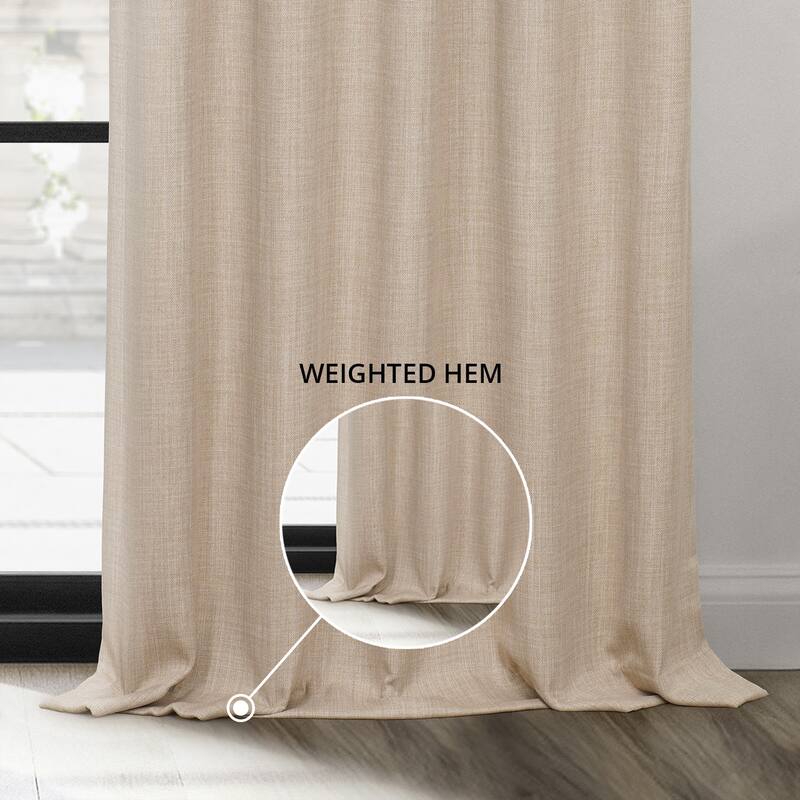 Exclusive Fabrics French Pleated Textured Faux Linen Room Darkening Curtains for Bedroom & Living Room Curtains (1 Panel)