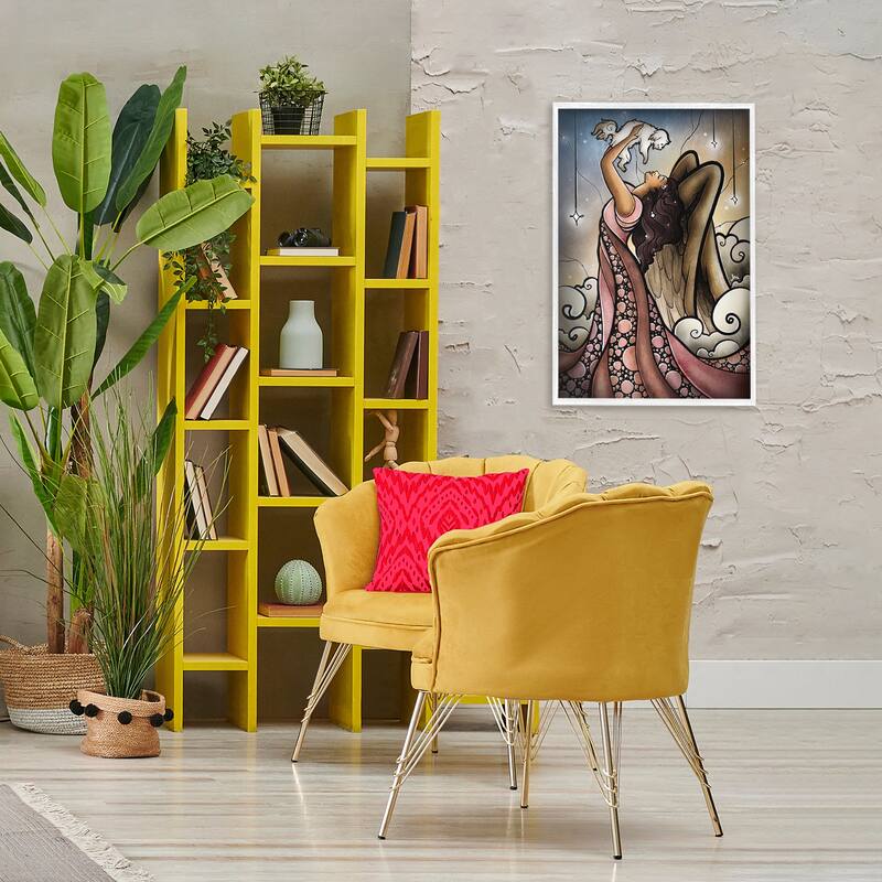 Stupell Angel with New Puppy Framed Giclee Art Design By Mandie Manzano