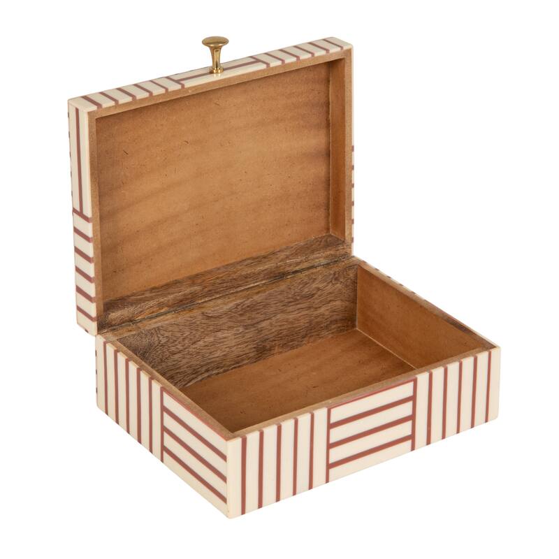 Resin Box with Striped Block Pattern and Gold Clasp