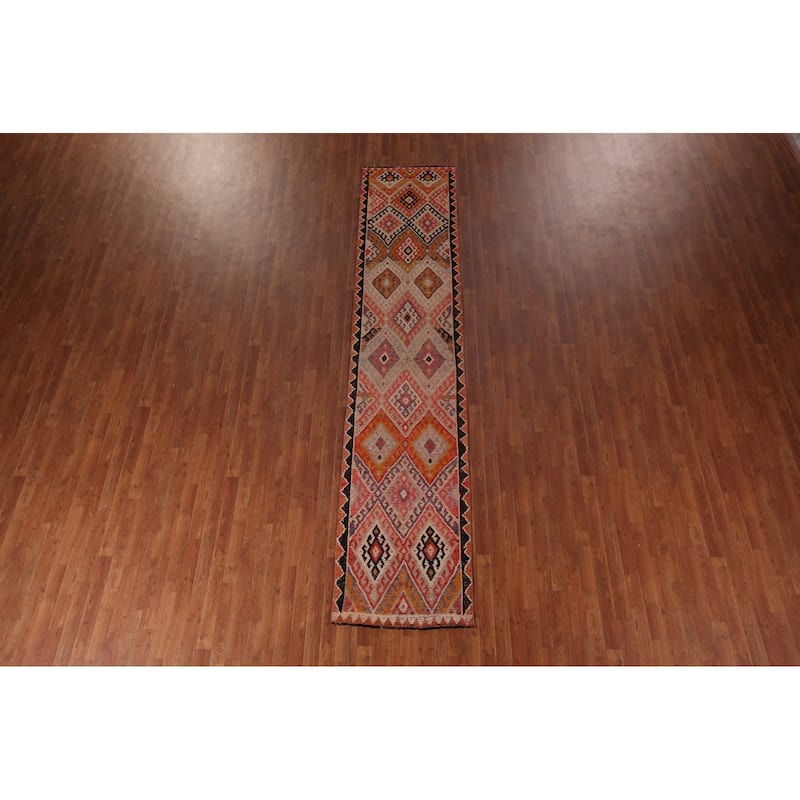 Oushak Turkish Vintage Runner Rug Handmade Wool Carpet - 2'8"x 12'3"
