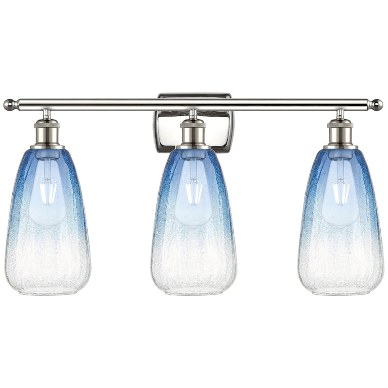 Innovations Lighting 516-3W-14-26 Brookhaven Almond Vanity Brookhaven - Polished Nickel / Sapphire Blue