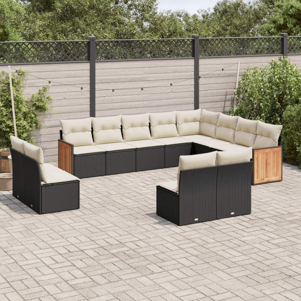 vidaXL Patio Sofa Set with Cushions Outdoor Conversation Furniture Poly Rattan