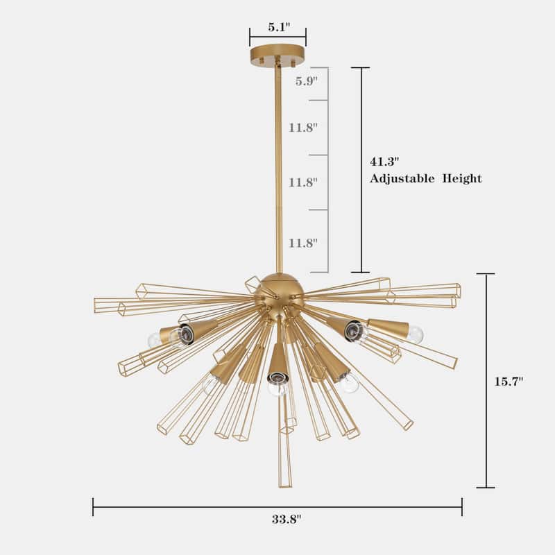OYIPRO 10-Light 34" W Contemporary Large Geometric Sputnik Sphere Chandelier
